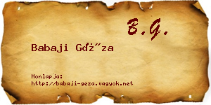 Babaji Géza névjegykártya